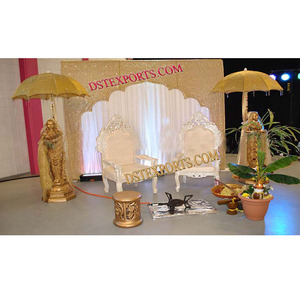 Escenario Dorado para Bodas Musulmanas, Decoración para Bodas Asiáticas, Australia, Nueva Zelanda, Estados Unidos, Reino Unido - Product Image 1