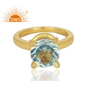 Zircon blanco y azul de piedras preciosas Topacio anillo-mayorista de joyería de plata de ley 925 anillo de cóctel, anillo de joyería de piedras preciosas - Product Image 2