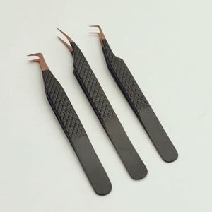 Pince à épiler individuelle d'extension de cils de précision professionnelle pince à épiler personnalisée en acier inoxydable noir durable - Product Image 2