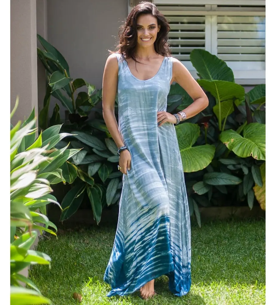 ผู้ผลิต & ขายส่งของผู้หญิงชายหาด Maxi ชุดเรยอน Tie Dye Long Beach