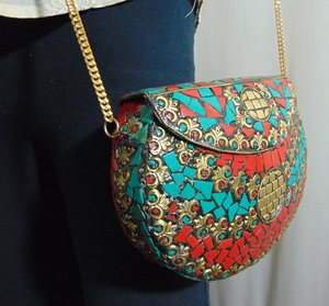 Sac de soirée à rabat en métal transparent avec mosaïque pour femme, vente en gros - Product Image 6