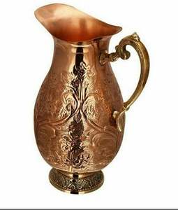 Juego de 5 jarras de limón en relieve de cobre con 4 vasos martillados decorar diseño de rosa de diamante - Product Image 3