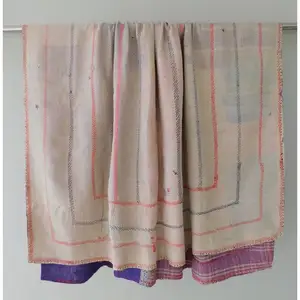 Handmade Ném Khăn Trải Giường Chắp Vá Bộ Đồ Giường Các Loại Vá Dệt Quilt Reversible Chăn Bông Vải Vintage Kantha Quilt