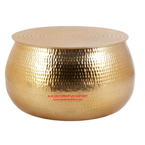 โต๊ะกาแฟโลหะรูปทรงกลอง,โต๊ะกาแฟแบบซ้อนกันสไตล์โบราณสีเงินสำหรับห้องนั่งเล่น - Product Image 4