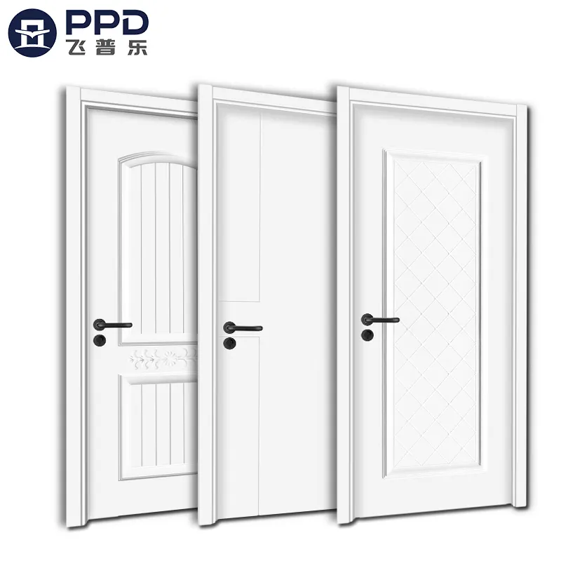 Phipulo 2020 الحديثة تصميم رخيصة الثمن البيت نمط أبواب خشب داخلية مع إطارات