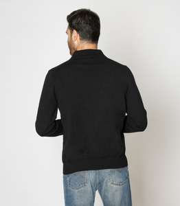 Maglieria da uomo Made in Italy maglione di cashmere invernale 100% scollo a v manica lunga nero - Product Image 3
