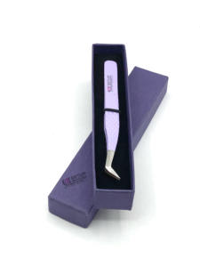 Pince à épiler d'extension de cils en acier inoxydable de conception de haute qualité revêtement en poudre violette avec des Instruments de beauté à poignée diamantée - Product Image 3