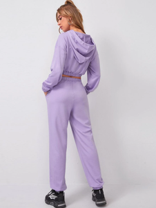 2024 personnalisé femmes survêtements femmes automne Version coréenne nouveau survêtement à capuche et sweats à capuche à manches longues haut étudiant ample hommes survêtement ensemble avec capuche fermeture éclair haut court et joggers - Product Image 3