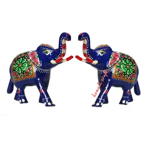 Patung Kecil Gajah Kerja Enamel Buatan Tangan Patung Souvenir Kerajinan Tangan India