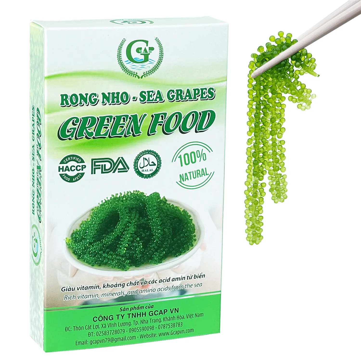 Salate Mare Uva Verde Cibo Disidratato alghe Organico Umibudo Verde caviar 100 Grammi GCAP VN Produttore