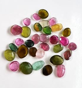 Pierre précieuse en vrac de tourmaline naturelle de qualité incroyable Cabochon à dos plat de 8mm à facettes multicolores de forme inégale Pierre précieuse exceptionnelle - Product Image 2