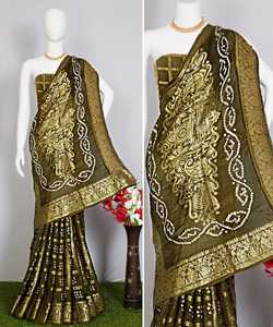 Palu Bandhani en soie colorée, nouvelle Collection de prix de gros, accessoire d'art sans cage avec sarairas tissés Zari - Product Image 3