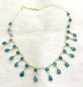 Ropa de cóctel, collar de cadena de piedras preciosas de Plata de Ley 925 chapada en oro, ligera, baja cantidad mínima, venta al por mayor - Product Image 1