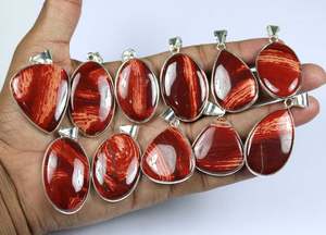 Colgante de bisel de cebra Roja africana Natural, lote de colgante Chapado en plata, venta al por mayor - Product Image 2