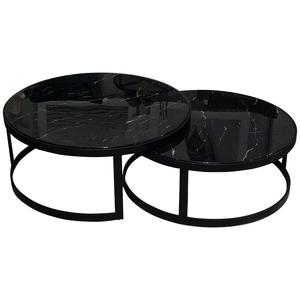 Modern Rustic <b>Nesting</b> Coffee <b>Table</b> Set of 2 Home Restaurant Hotels Metal <b>Tables</b> with Glass Top for Living Room Furniture - Product Image 2