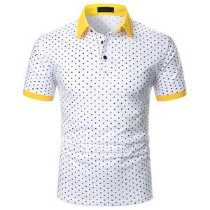 Camiseta con estampado de lunares para hombre, camiseta con botones, precio de fábrica, venta al por mayor - Product Image 1