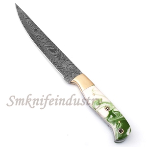 New Custom Hand Forged Damascus Fillet Fishing knife With leather Sheath cover (smk1632) - Product Image 4
