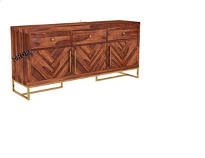 Mueble de madera marrón de 3 puertas, estante de almacenamiento para libros, sala de estar, oficina, cocina, decoración del hogar - Product Image 1