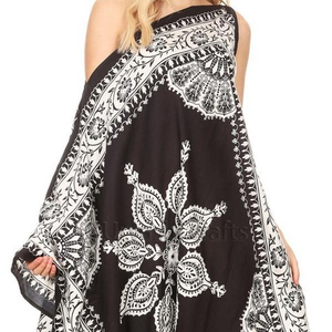 Robe de plage décontractée, vêtement d'été sans manches, asymétrique épaule dénudée, bretelles réglables, kaftan pour femmes, collection 2020 - Product Image 1