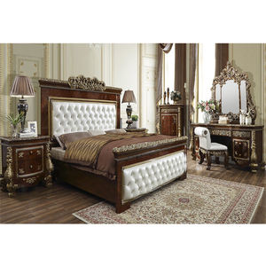 Ensemble de chambre à coucher en bois de teck massif, meubles de maison en teck de style victorien, roi Royal, bleu - Product Image 1