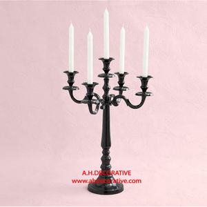 Candelabros de plata 5 velas decorativas de pie Metal alto boda candelabros hechos a mano para Decoración - Product Image 5