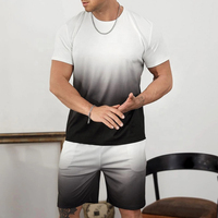 Conjunto Deportivo de Verano para Hombre, de Alta Calidad, Transpirable, 100% Algodón, Manga Corta, Estampado Digital, Dos Colores, Estilo Casual para Exteriores