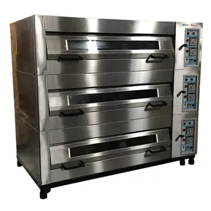 Gas para hornear cubierta horno automático máquina de cocción de pan de Pizza cuatro cubierta horno 3 cubierta 3 bandejas de horno hecho en Taiwán