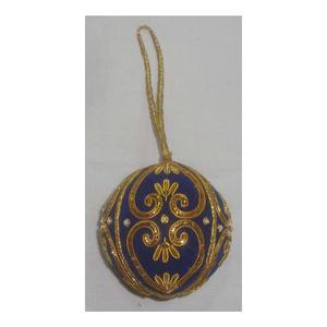 Indian Gold Embroidery Work Christmas Hanging Ball - Product Image 1