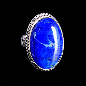 Diseño de encanto victoriano tallado a mano piedras preciosas lapislázuli anillo de cóctel joyería Vintage S925 plata esterlina lujo de alta calidad - Product Image 5