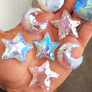 Polished Stone Dolphin Carving Natural Aura Quartz Ring Wintered Diamond Stone Carving <b>Angel</b> Aqua Aura Pendant Natural Gemstone - Product Image 5