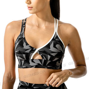 New Arrival Women's <b>Black</b> Sports Bra with Customized Logo Printing Wholesale Gym Fitness Activewear with Front Logo Position - Product Image 3