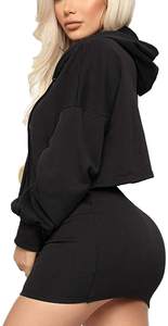 Conjunto de Top corto de manga corta con capucha para mujer, cómodo, 100% poliéster, transpirable - Product Image 2