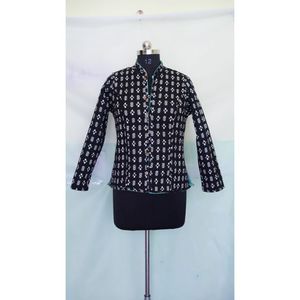 Veste en coton réversible Kantha matelassée motif Argyle unisexe Manteau de mode de festival Court Longueur Hiver Femmes - Product Image 4