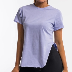 Wholesale Manufacturer Woman <b>Top</b> Fashion Fitness T Shirts Custom Screen Printing Logo Street Wear Half Sleeved Crew Neck Shirts - Product Image 1