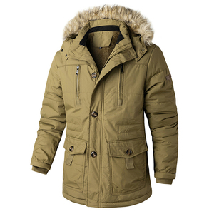 Parkas d'hiver chauds et épais pour hommes, veste décontractée à capuche, imperméable, avec col en fourrure, doublure polaire, longue, à la mode - Product Image 2