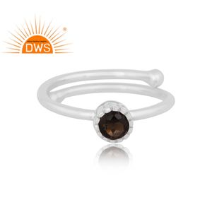 Nouvelle Bague Empilable en Argent Sterling Fin avec Quartz Fumé Naturel 2026 pour Femme - Fabricant de Bijoux - Product Image 3