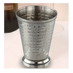 Verre à Mojito Martelé de Qualité Supérieure, Aspect Métallique Élégant, Couleur Argent, Verre à Mint Julep, Articles de Bar Très Vendus - Product Image 1