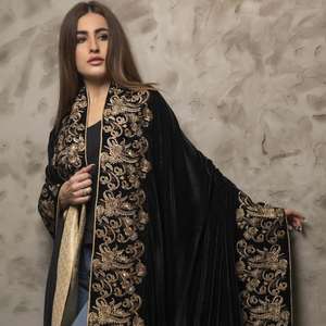 กำมะหยี่น่ารักสีสวยปักปากีสถานผ้าคลุมไหล่สุทธิ Dupatta แต่งงานและปาร์ตี้สวมใส่โดย AJM TRADE HOUSE - Product Image 2