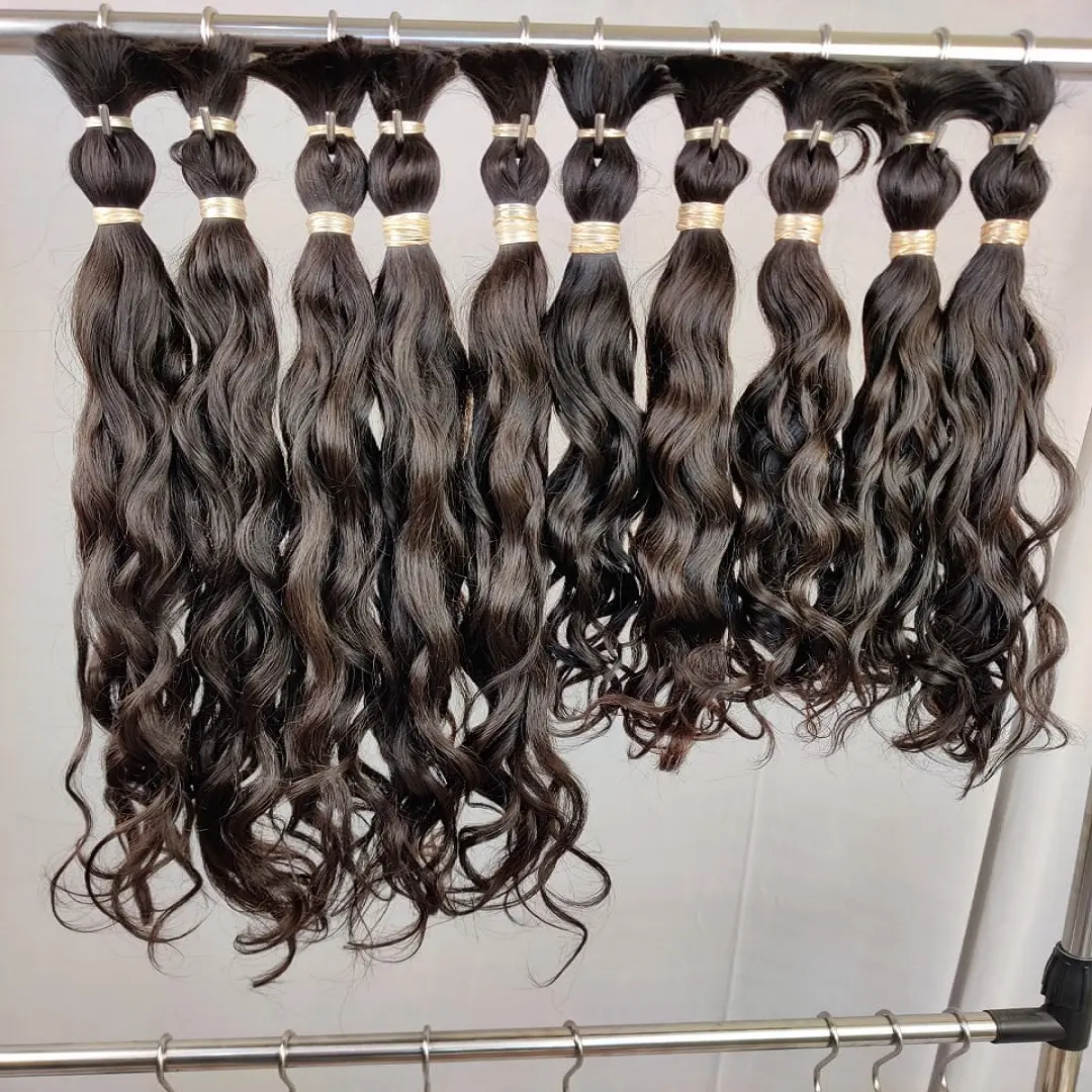 Bulk Hair unprocessed raw virgin bulk human hair South Indian Top Quality Bulk Straight Wavy Curly Hair
