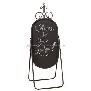 Chaman India Iron Vintage Two Sided Chalkboard Menu <b>Board</b> with Metal Stand - Product Image 1