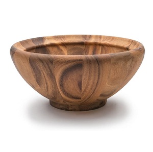 Classic Design Pure Wood Round <b>Serving</b> <b>Bowl</b> for Fruit and Salad Perfect for Weddings and Events Elegant Tabletop Style - Product Image 1