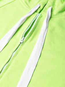 Chándal Informal de Invierno para Mujer, con Capucha, Tejido, Color Verde Fluorescente Sólido, Logotipo Personalizado, 100% Algodón - Product Image 4