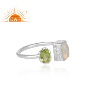 Bague noire naturelle en argent Sterling, opale et péridot, bijoux vente en gros - Product Image 3