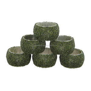 Anillos de Servilleta Hechos a Mano con Cuentas Negras Indias, Forma Redonda, Colores de Cuentas Negras Hechas a Mano, Anillos de Servilleta con Cuentas - Product Image 5