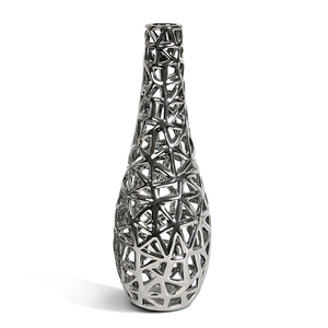 Jarrón Moderno de Plata con Relieve de Elementos para Restaurantes y Hoteles - Product Image 1