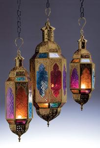Lanterne suspendue de Style marocain, nouveauté, décorative à la main, en verre multicolore et métal coloré or de meilleure qualité, - Product Image 4