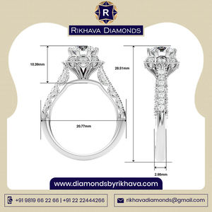 Elegante anillo solitario de oro blanco de 10 quilates Elegante diamante natural con nuevo diseño único de Rikhava Diamonds - Product Image 2