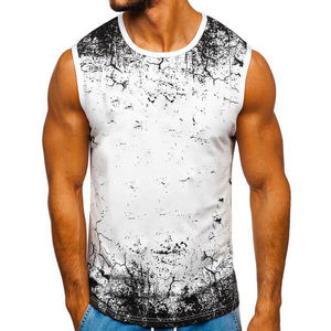 Camiseta Deportiva sin Mangas para Hombre, Personalizada al por Mayor, 100% Poliéster, Transpirable, Cuello Redondo, Diseño Sólido, para Gimnasio y Entrenamiento - Product Image 1