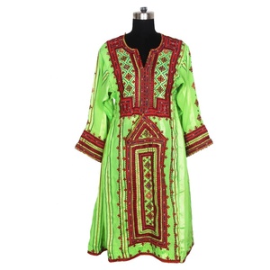 green emerald velvet dress Balochi Kurta 3-Piece Set by parveenNaaz - Traditional Silk with Embroidery