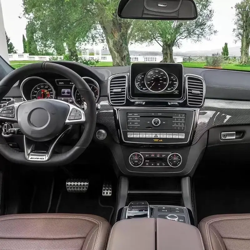 CLY Interior Do Carro Para Benz GLE GLS W166 X166 Seco De Fibra De Carbono Interiores Placa De Fibra De Carbono Decoração Interior do carro